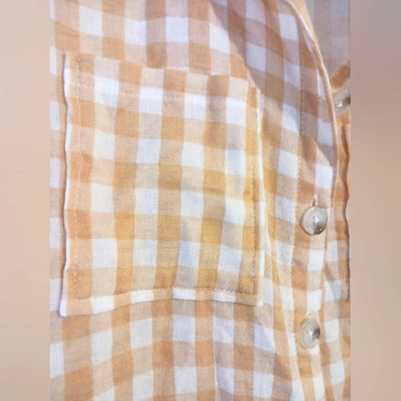Gingham Buttery Yellow Check Soft Button Down Shirt - Picture 6 of 8